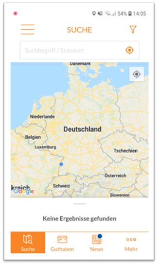 Bildschirm der loveHeimat-App