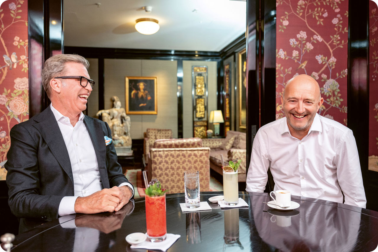  Carsten Jung, Vorstandsvorsitzender der Berliner Volksbank, und Samuli Sirén, CEO des VC-Investors Redstone im Gespräch