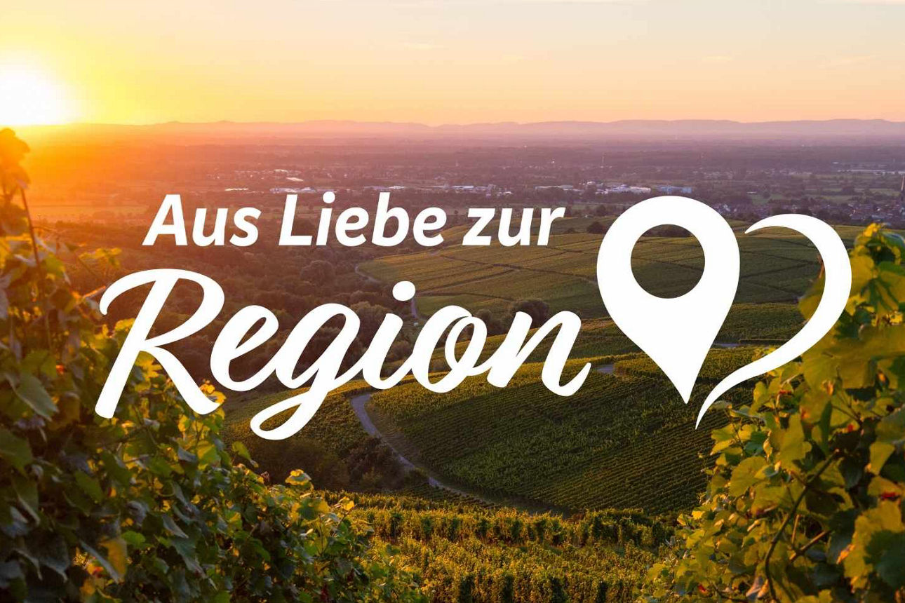Logo Aus Liebe zur Region auf Bild in den Reben