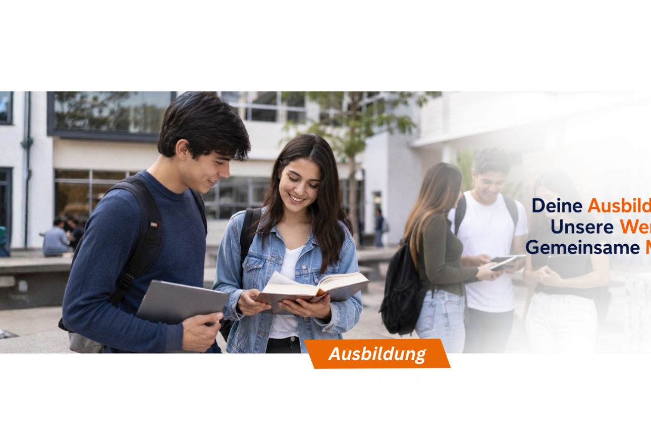 Personen lesen in Büchern an einer Schule - Aufschrift Ausbildung