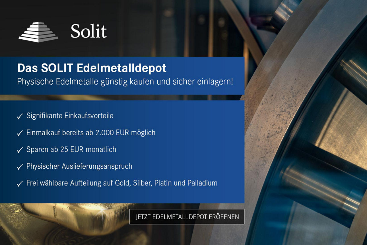 Solit-Edelmetalldepot - goldene und blaue Ostereier in einem Nest