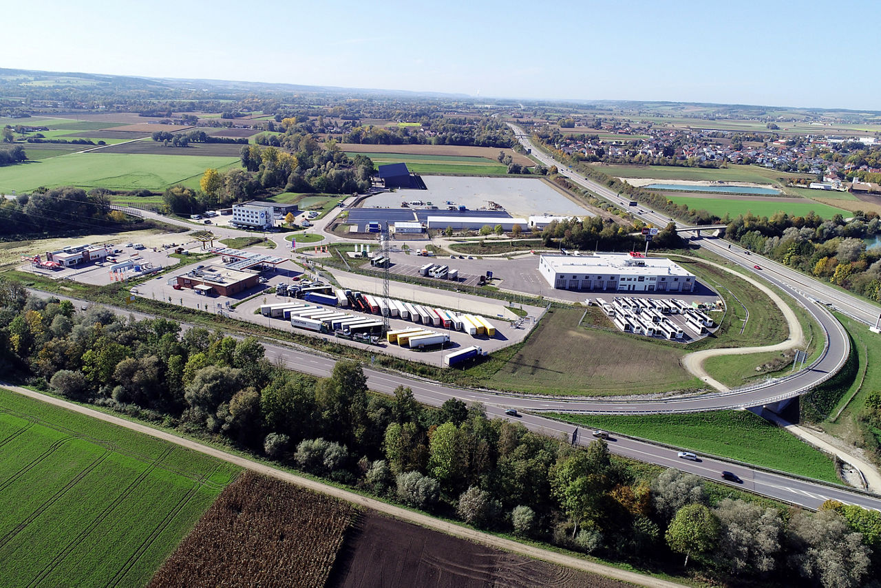Drohnenaufnahme auf das Gewerbegebiet