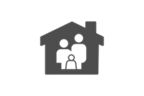 Das Icon zeigt eine Familie mit Kind im Haus als Symbol für Sicherheit durch Bausparen.