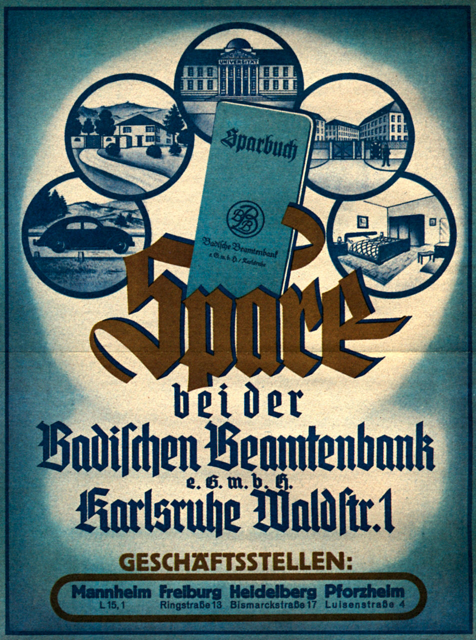 Historische Werbung der Badischen Beamtenbank