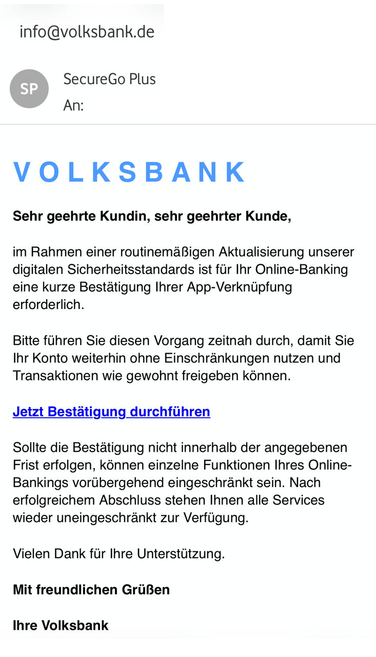Beispiel für Phishing-Mail