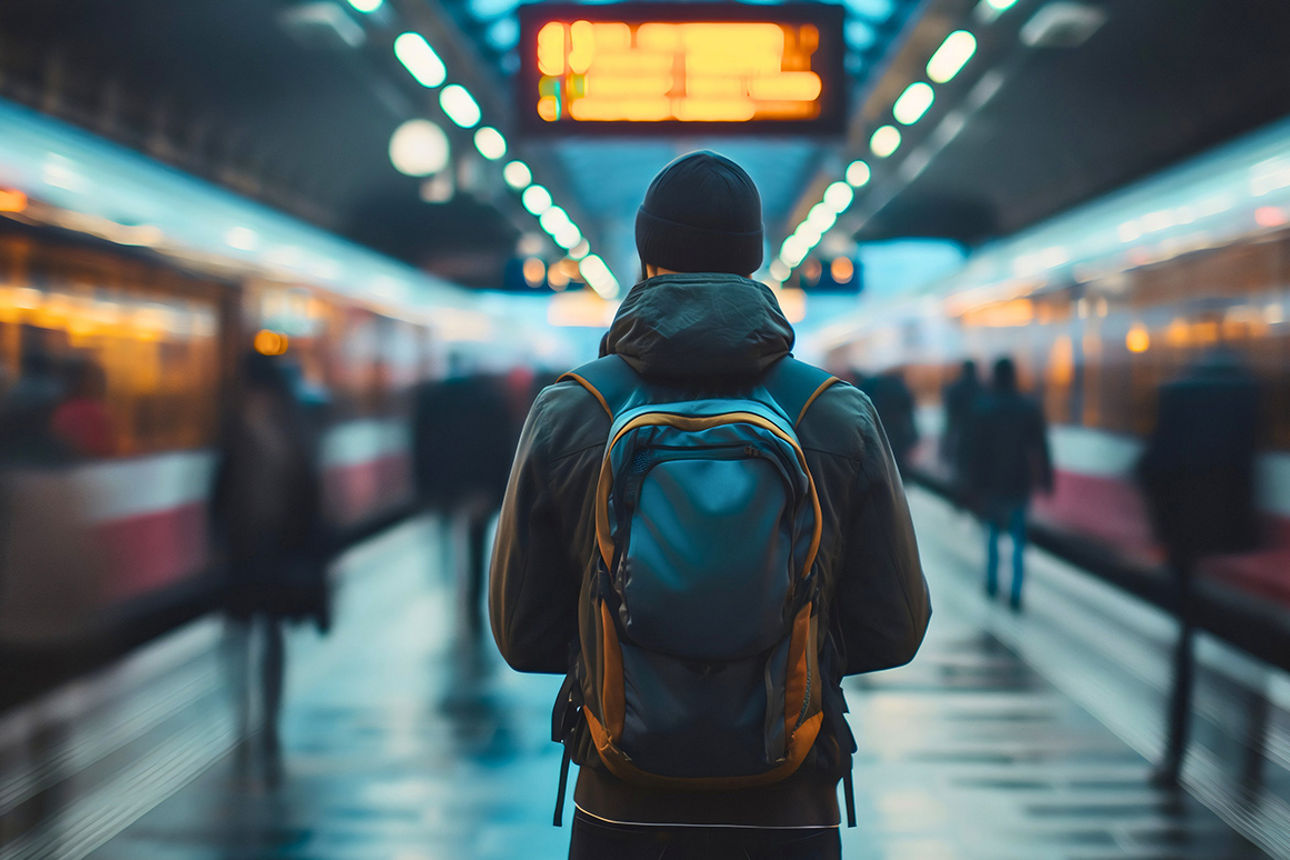 Mann auf dem Bahnsteig