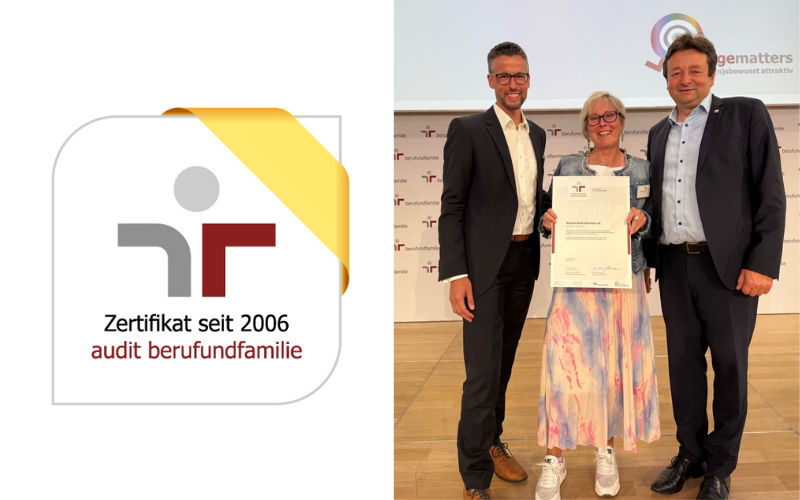 Daniel Zeder und Karin Schichl bei der Zertifikatsverleihung vom beruf und familie