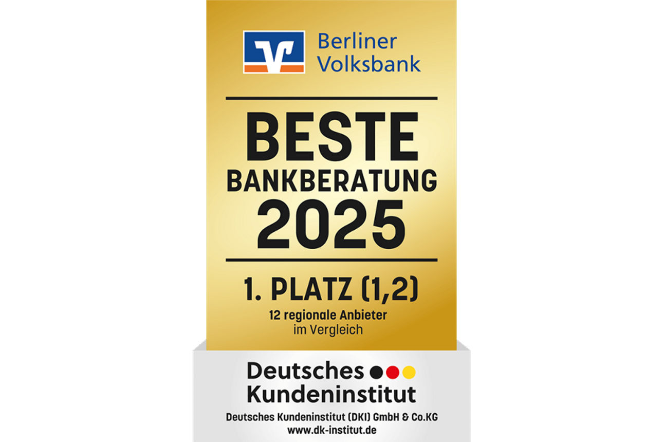 Beste regionale Bankberatung 2025: 1. Platz (1,2) des Deutschen Kreditinstituts