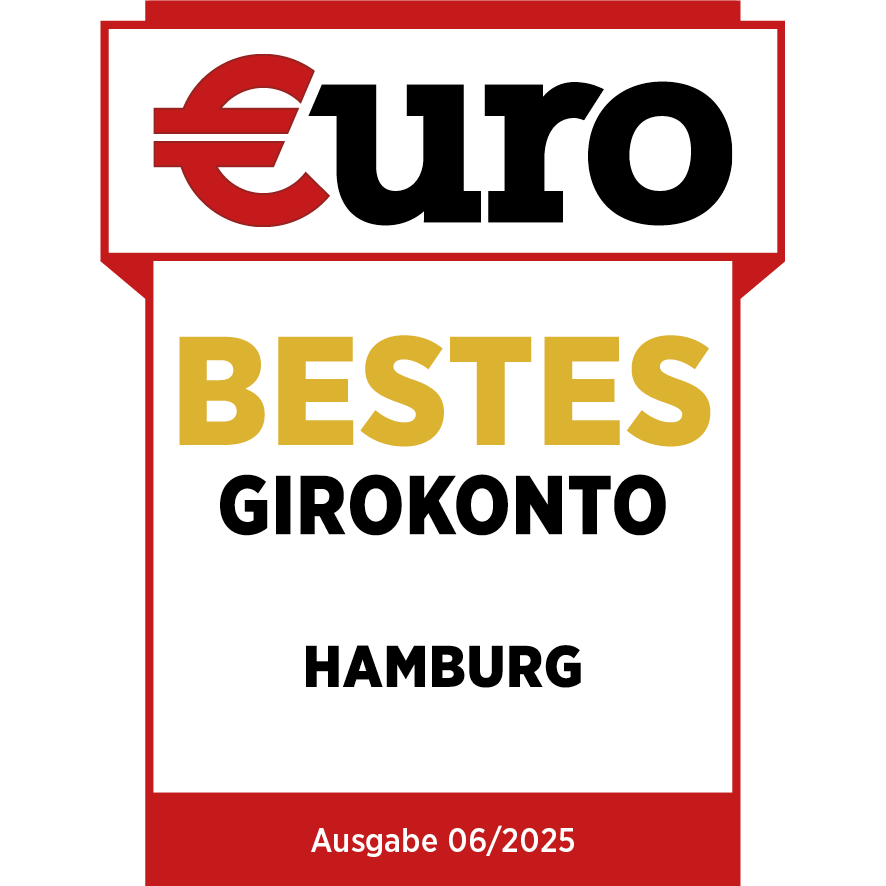 Testsiegel €uro-Magazin mit Auszeichung Bestes Girokonto in Hamburg