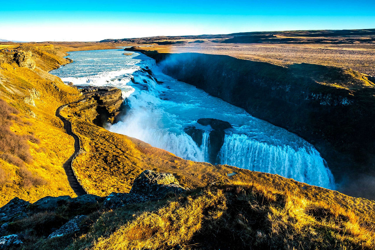 The spectacular Gullfoss waterfall in Iceland
