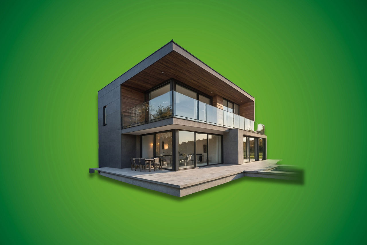 Modernes Haus mit Glasfronten