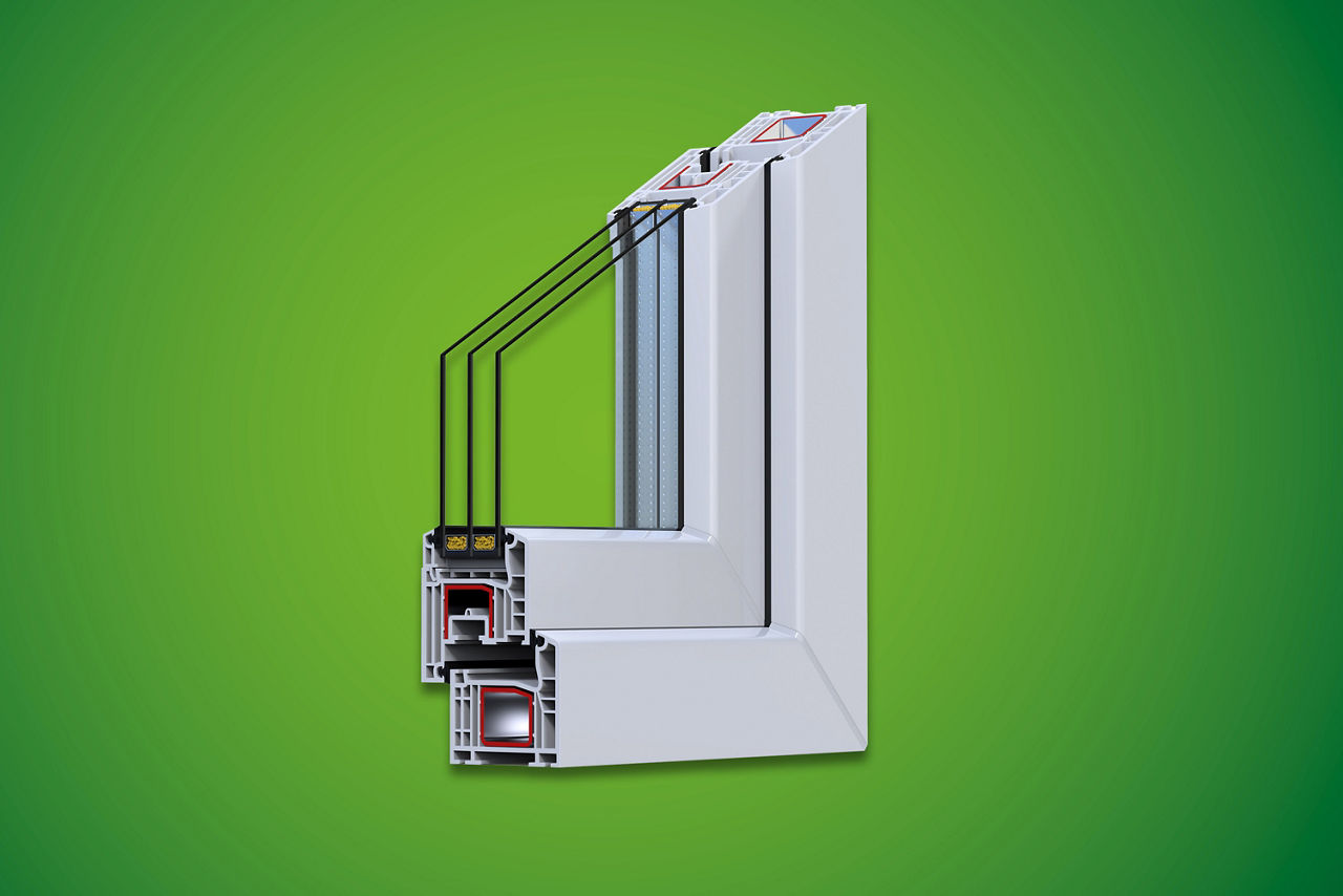 Fensterrahmen mit Dreifach-Verglasung