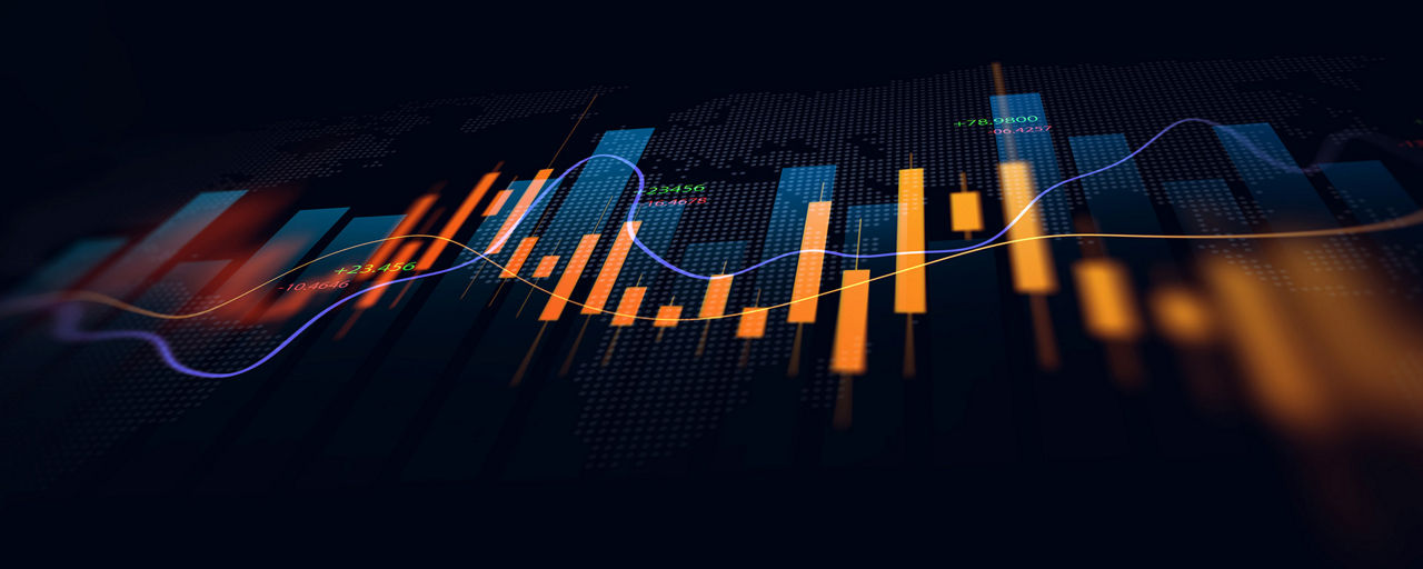 Digitales Chart mit einem Aktienverlauf