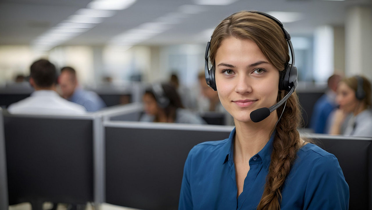 Junge Frau mit Headset