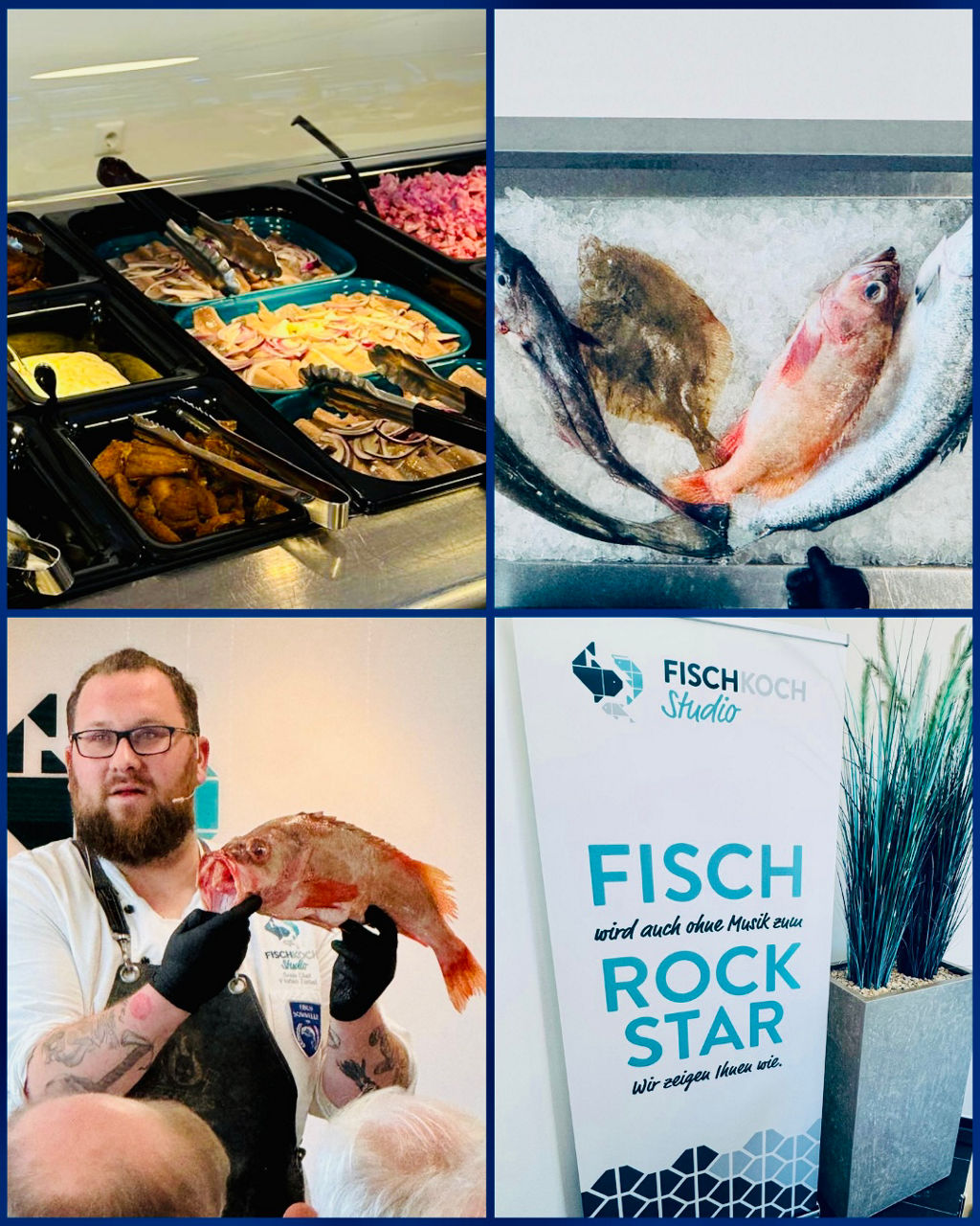 Ein Mann hält ein Fisch in der Hand