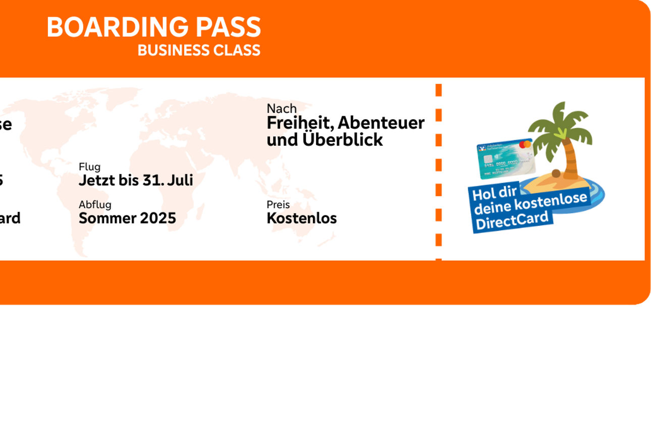 Symbolischer Boardingpass für das Ticket zur DirectCard