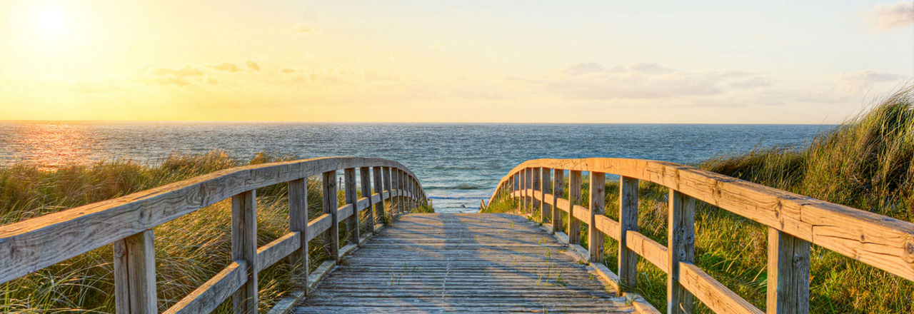 Holzweg führt über die Düne an den dänischen Strand