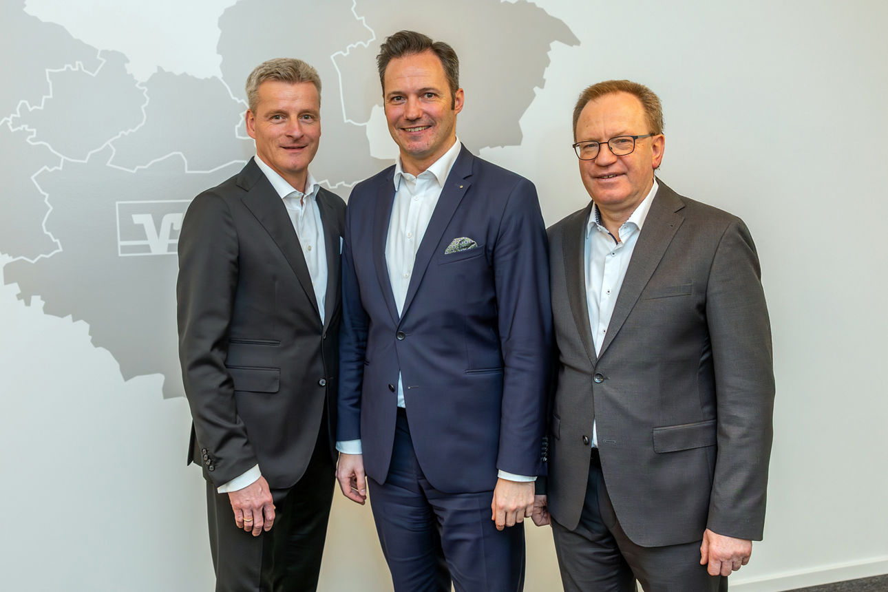 Bilanzpressekonferenz 2026  der Dortmunder Volksbank                                                          v.l.:Gregor Mersmann - Mitglied des VorstandesMichael Martens - VorstandsvorsitzenderLudger Suttmeyer - Mitglied des Vorstandes