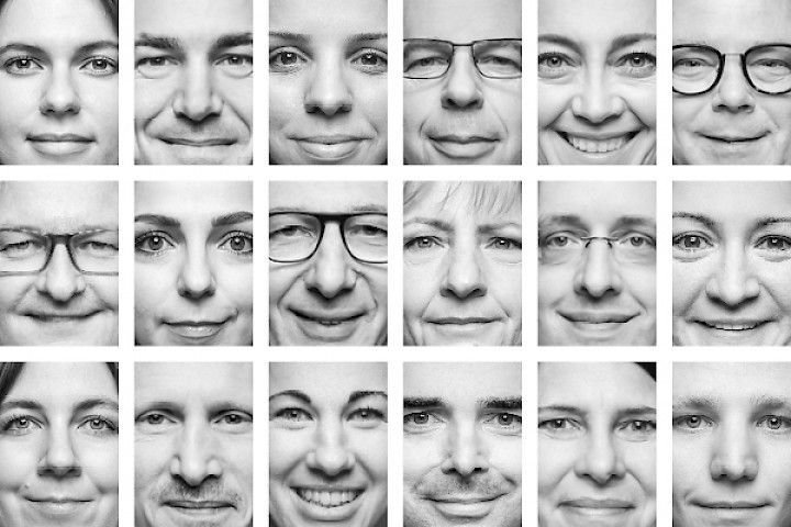 Abbildung von Gesichtern der Dortmunder Volksbank