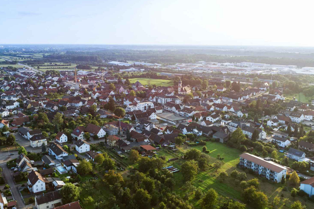Blick auf Appenweier bei Sonnenschein