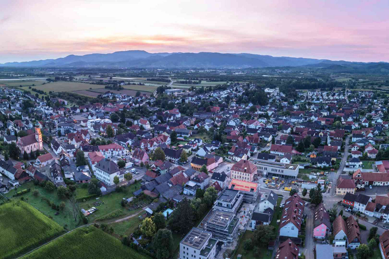 Blick auf Appenweier bei Sonnenaufgang