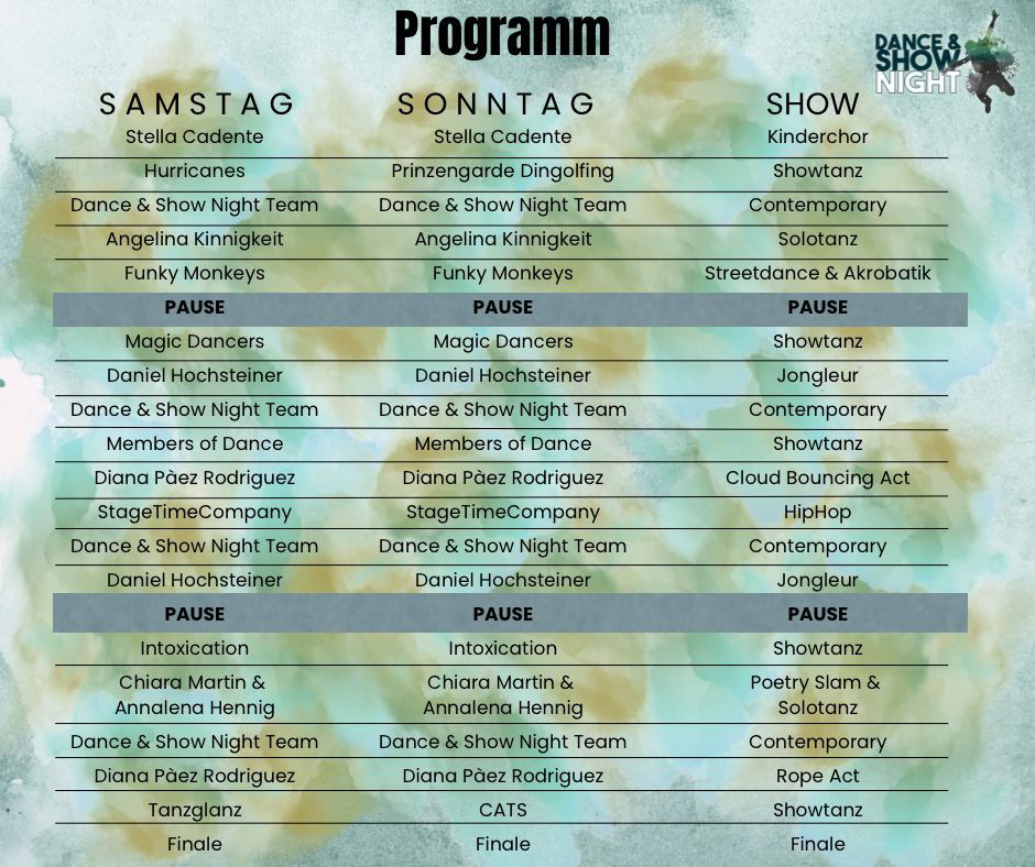 Programm der Dance and Shownight 2025