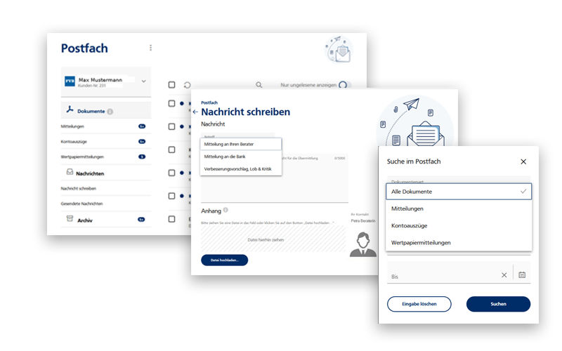 Screenshots vom E-Postfach aus dem Online Banking