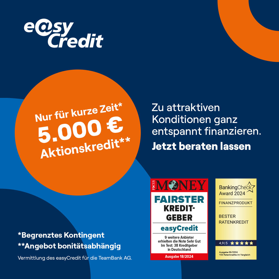 Werbeanzeige für easyCredit Aktionskredit mit Sonderkonditionen