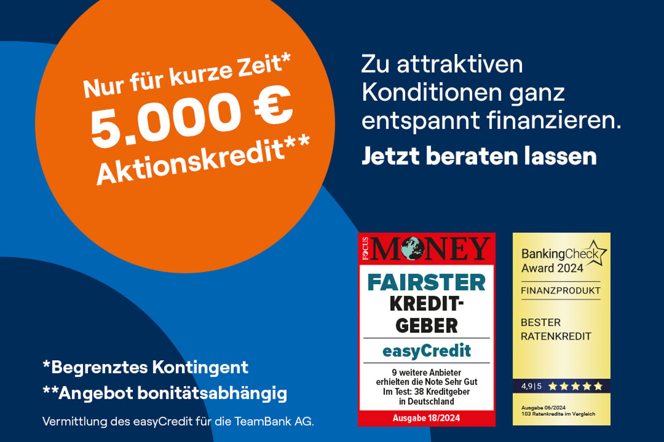 Werbeanzeige für easyCredit Aktionskredit mit Sonderkonditionen