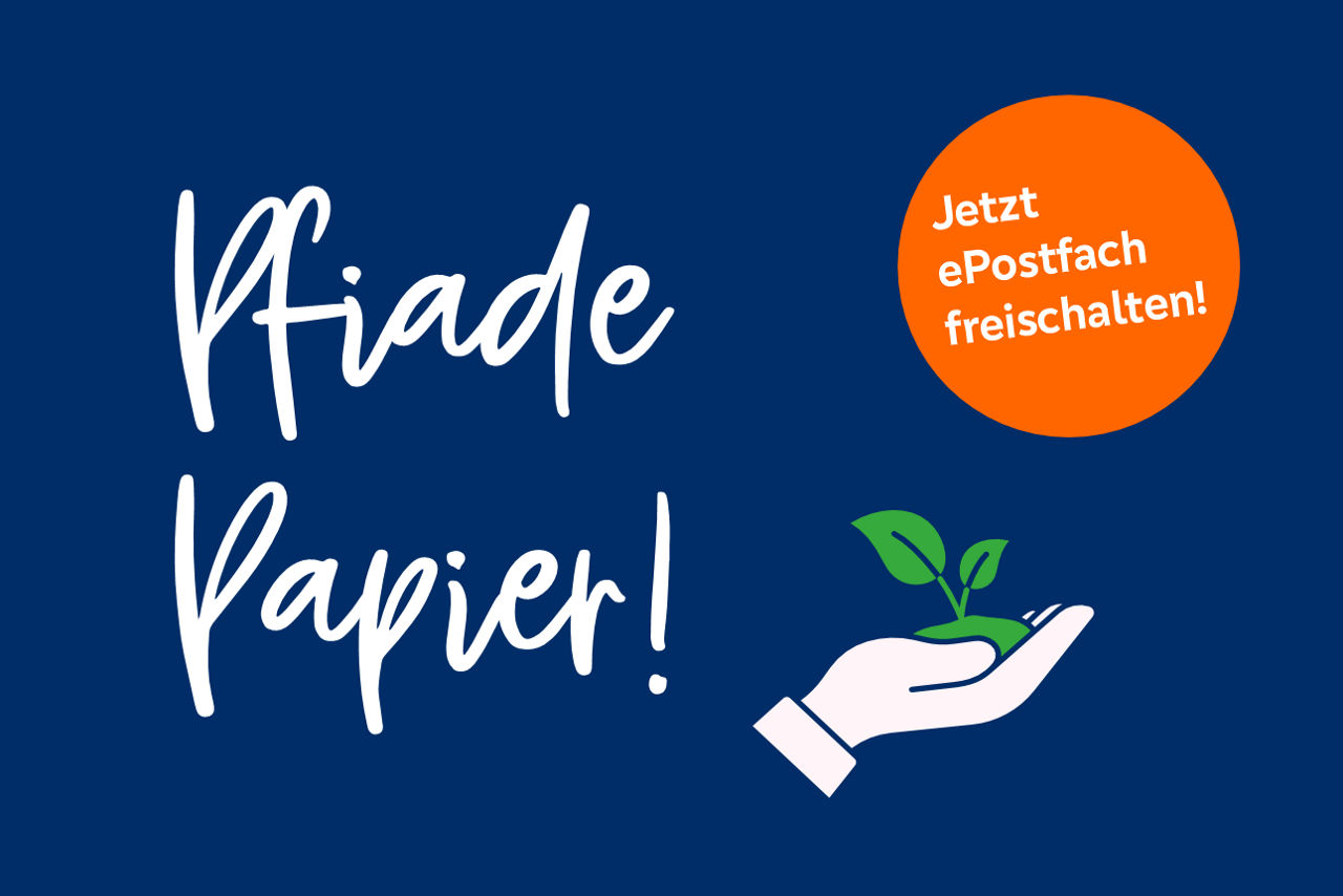 Pfiade Papier! Hand mit grünem Pflänzchen