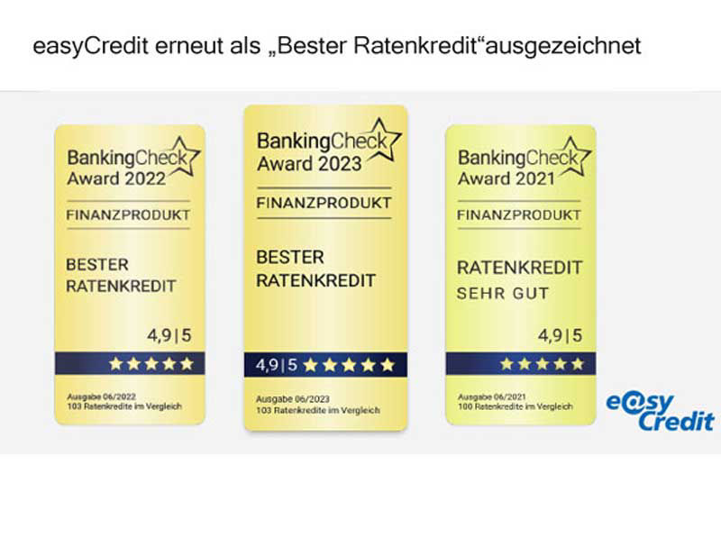 easyCredit - Banking Check Award 2021,2022 und 2023