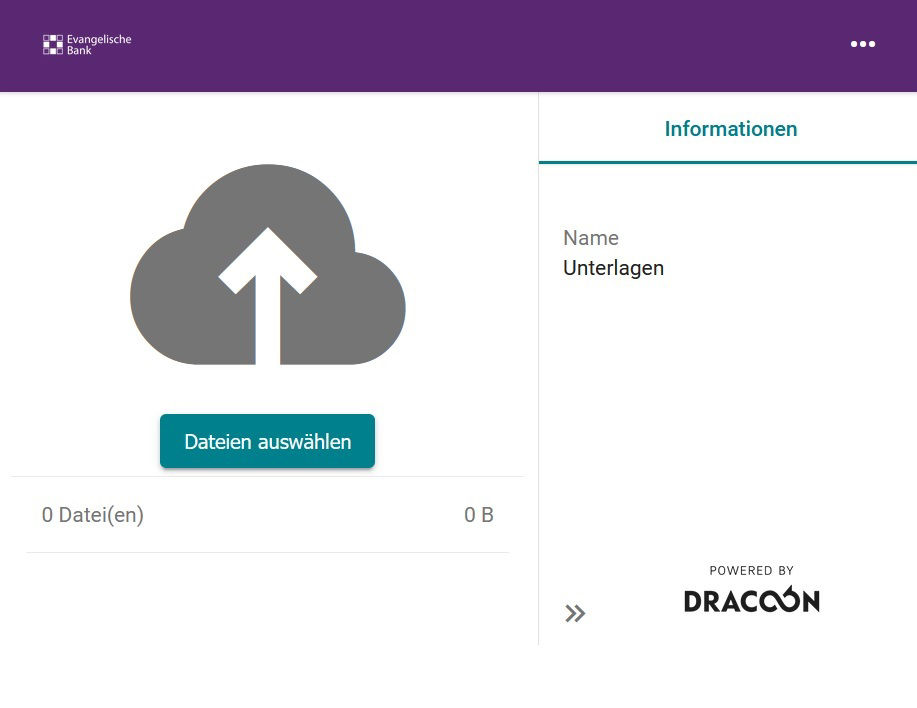 Screenshot aus EB-SecureDocs für das senden von Daten an die Evangelsiche Bank