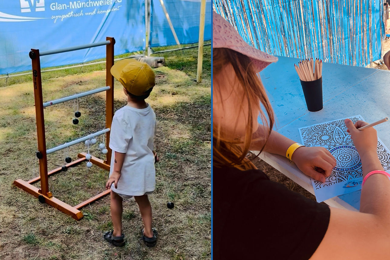 Zwei Kinder, die beim Spielen und Malen zu sehen sind