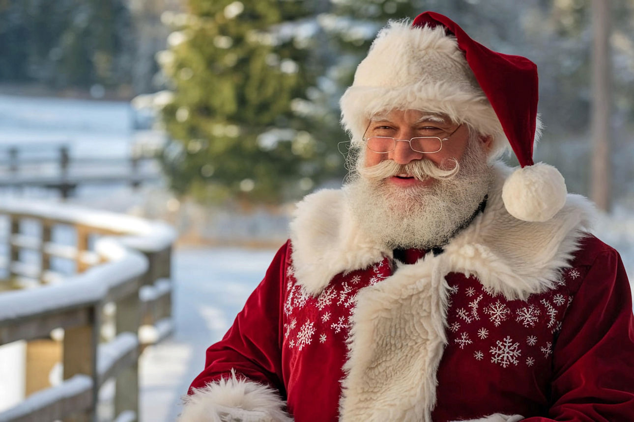Lachender Nikolaus draußen im Schnee