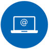 Icon - Aufgeklappter Bildschirm mit einem abgebildeten @-Zeichen