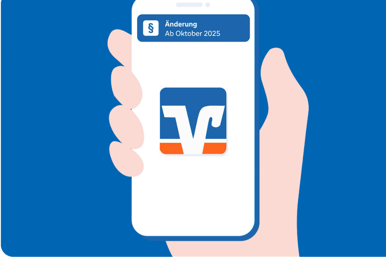 Infografik zeigt Smartphone-Bildschirm mit VR-Banken-Logo