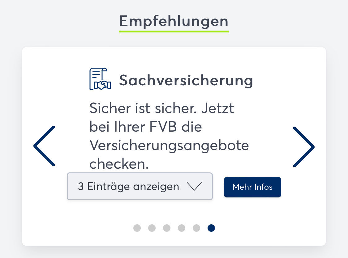 NEU: Empfehlungsfunktion Individuelle Empfehlungen – ermittelt aus den Umsätzen meiner Bankverbindungen