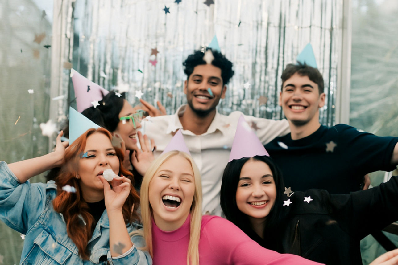 Mehrere Jugendliche feiern zusammen