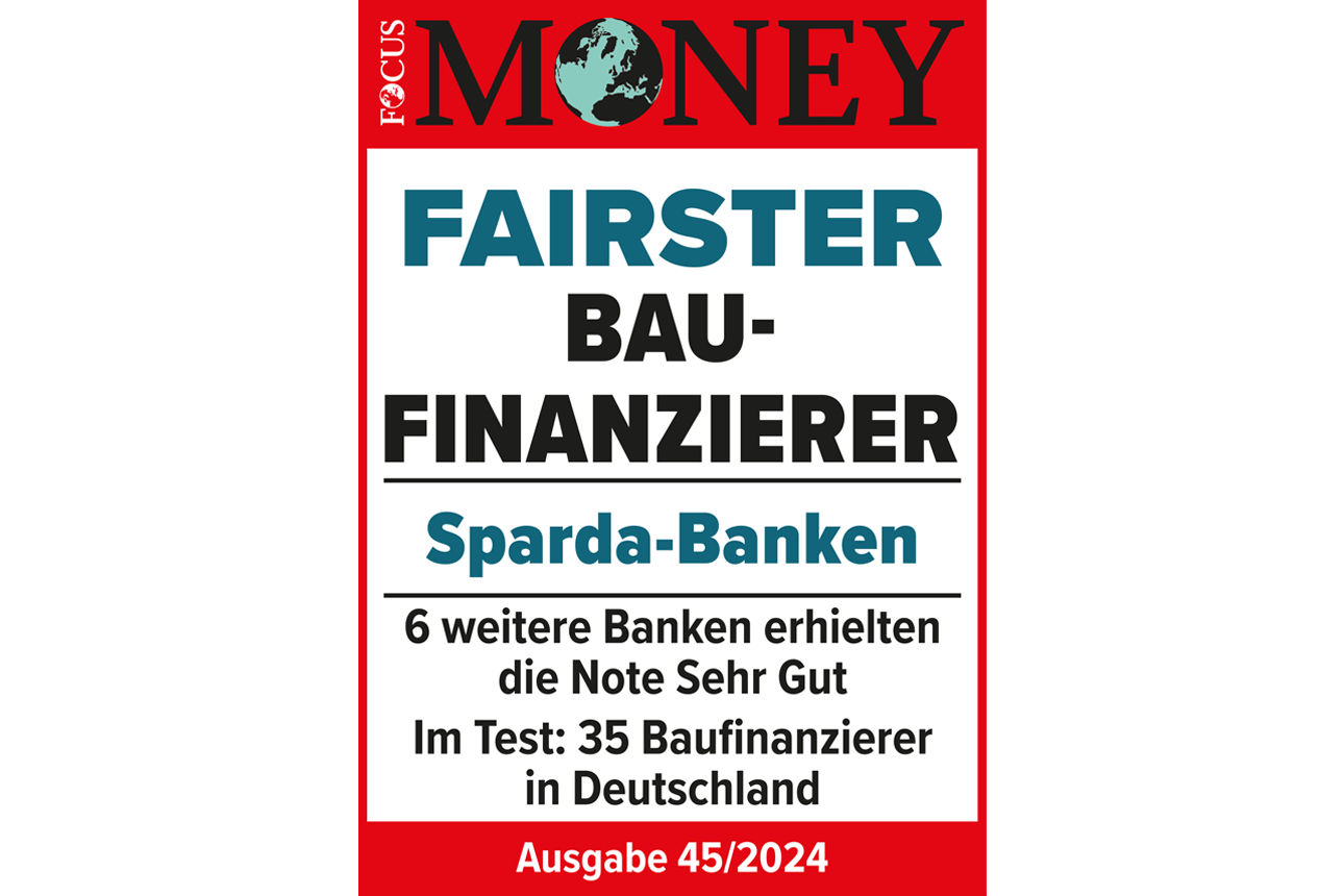 Testsieger-Auszeichnung der Sparda-Banken als fairster Baufinanzierer