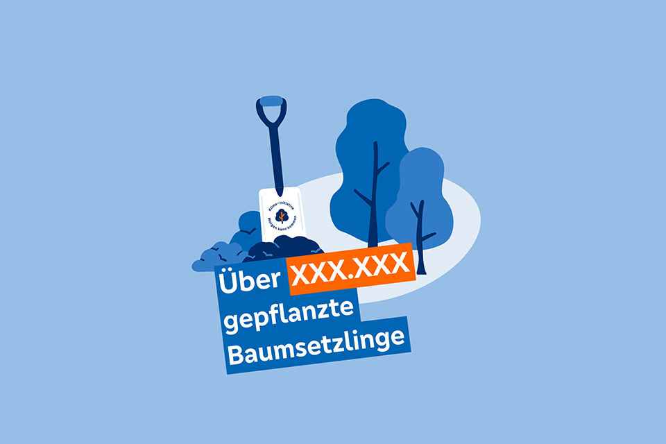 Illustration, die zeigt, wie viele Baumsetzlinge gepflanzt wurden