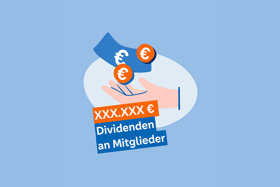 Illustration, die zeigt, wie viele Dividenden an Mitglieder ausgezahlt wurden