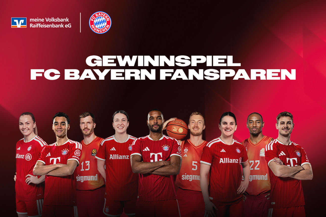 FC Bayern München Spieler und ein Infotext zum FC Bayern Fansparen Gewinnspiel