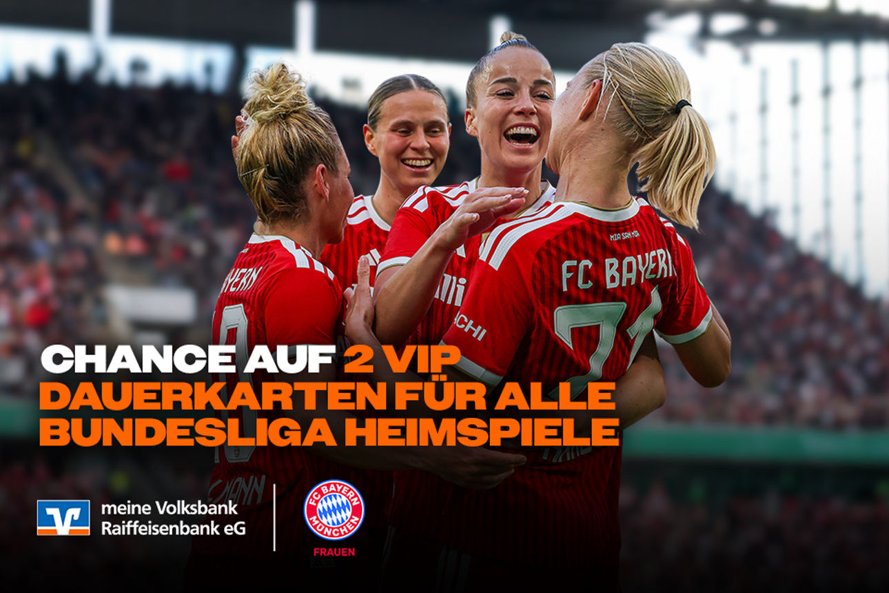 Spieler der FC Bayern München mit der Information zum FC Bayern Fansparen Gewinnspiel