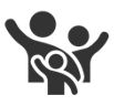 Das Icon zeigt zwei Erwachsene und ein Kind als Symbol für Familie.