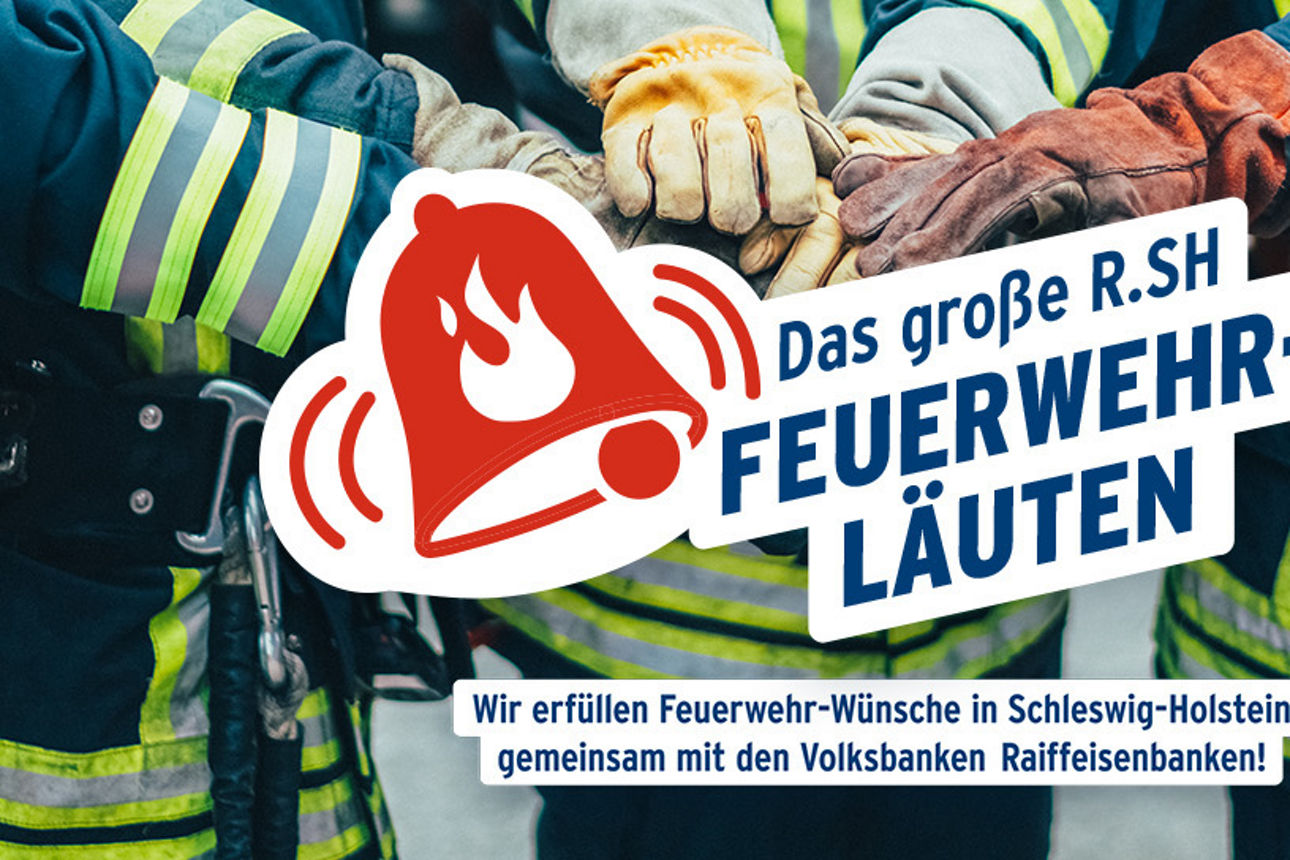 Fünf Menschen in Arbeitskleidung halten ihre Hände übereinander, dazu das R.SH Logo