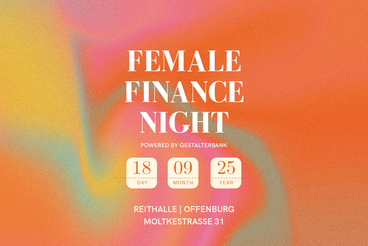 Logo FemaleFinanceNight mit Hinweis auf Save the Date am 18.09.2025