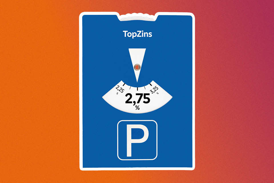 Eine Parkscheibe, die den Zinssatz für das Festzinskonto TopZins anzeigt.