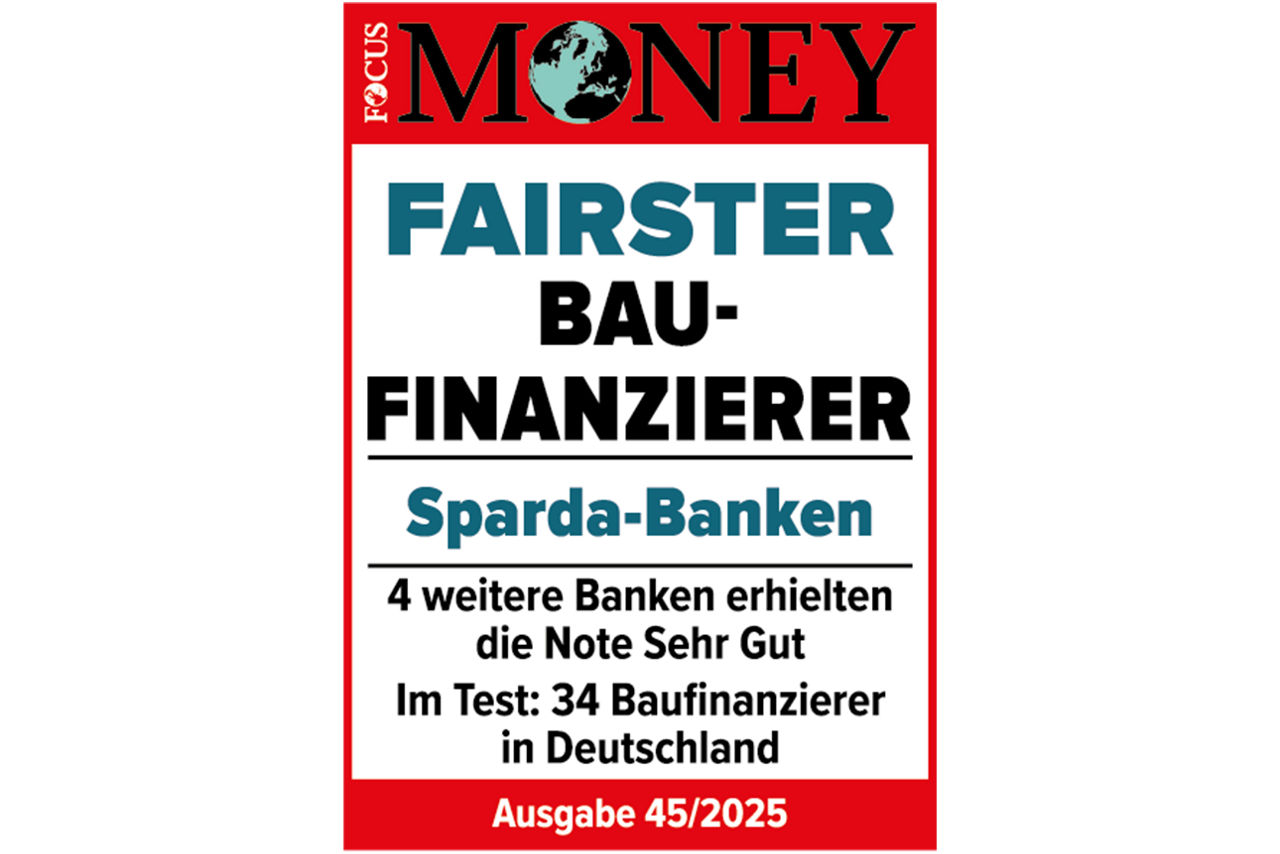 Siegel bzw Asuzeichnung von Focus Money "fairster Baufinanzierer"