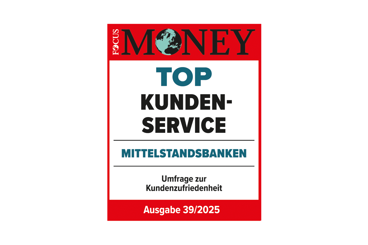 FocusMoney Umfrage zur Kundenzufriedenheit - Siegel Berliner Volksbank für Top Kundenservice