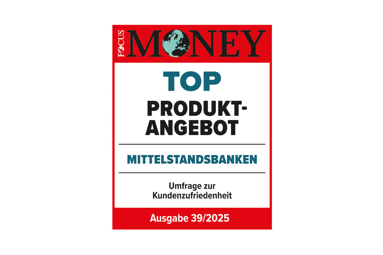 FocusMoney Umfrage zur Kundenzufriedenheit - Siegel Berliner Volksbank für Top Produktangebot